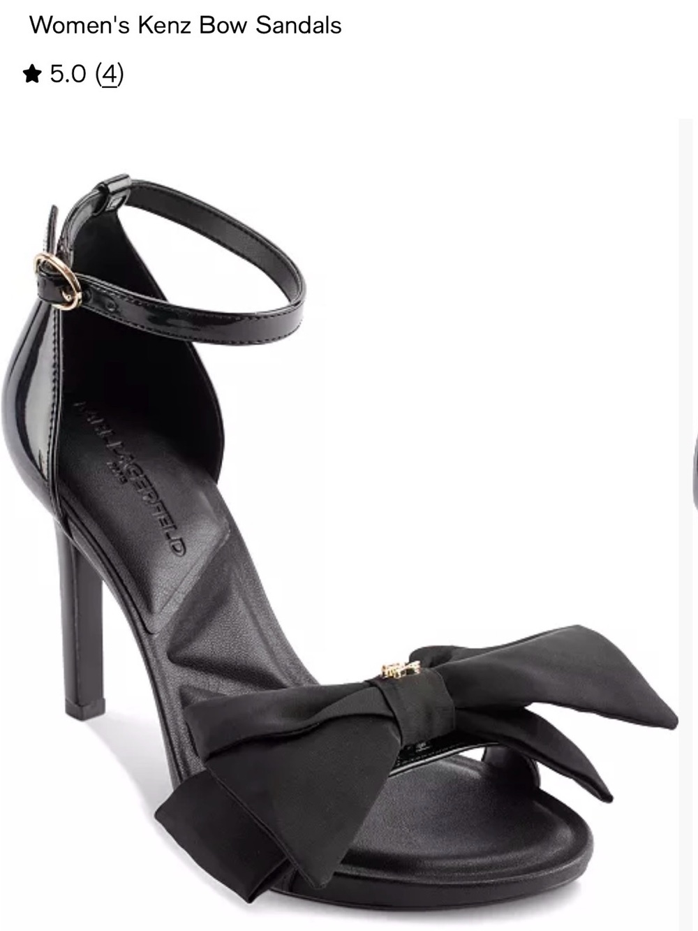 Karl Lagerfeld Black Bow Ankle-Strap Stiletto Sandal